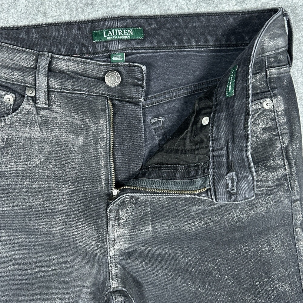 Lauren Ralph Lauren Jeans Womens Size 6 30x29 Black Classic Skinny Waxed - Picture 11 of 16